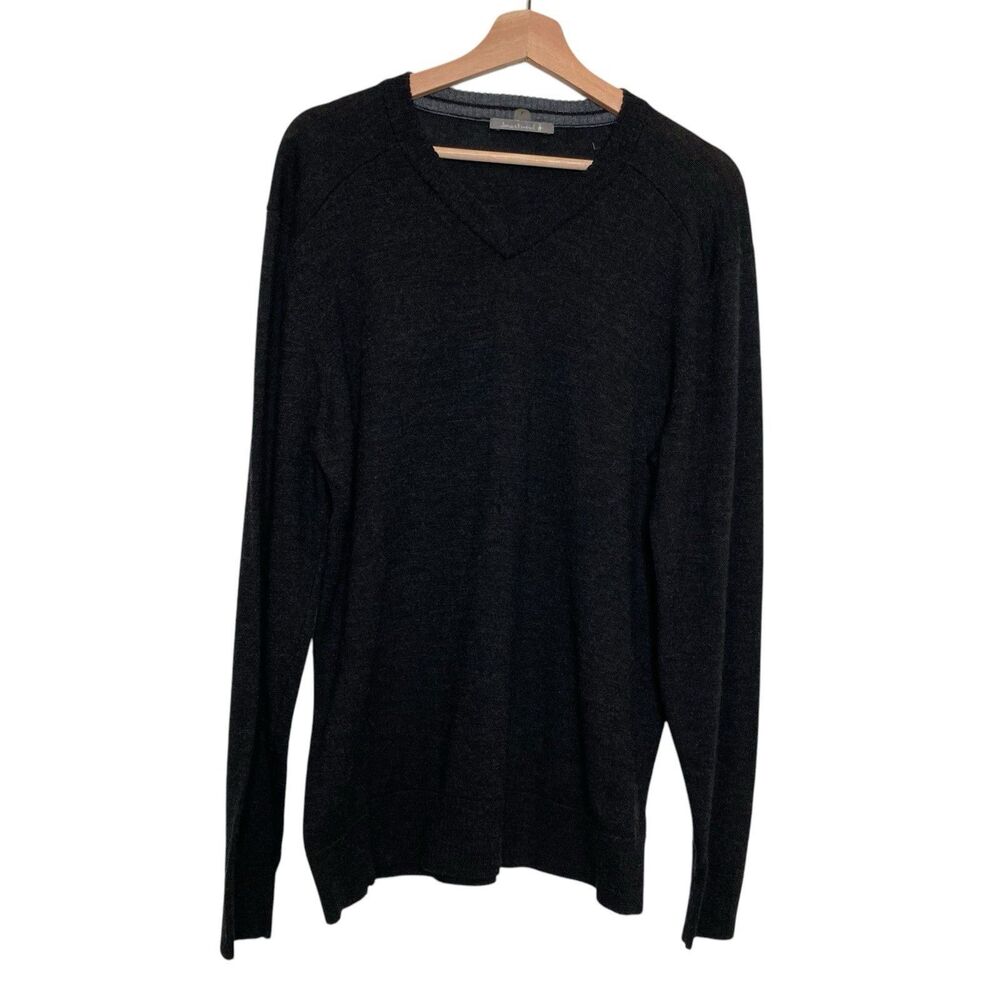 SmartWool Merino Wool Sweater Men's Large V-Neck Long Sleeve Pullover Black